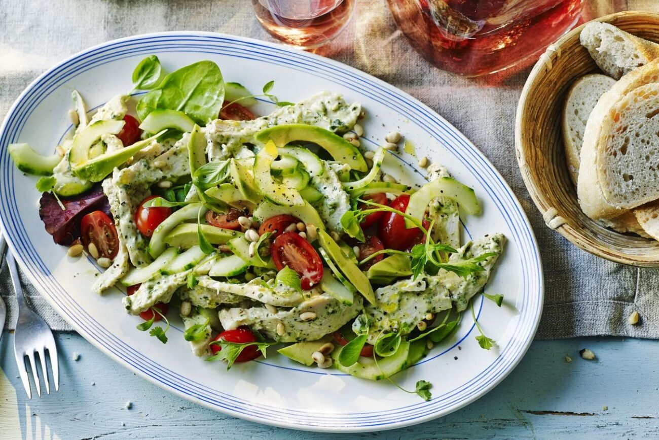 Pesto lemon chicken salad