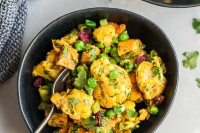 Curry Roasted Cauliflower Sweet Potato Salad
